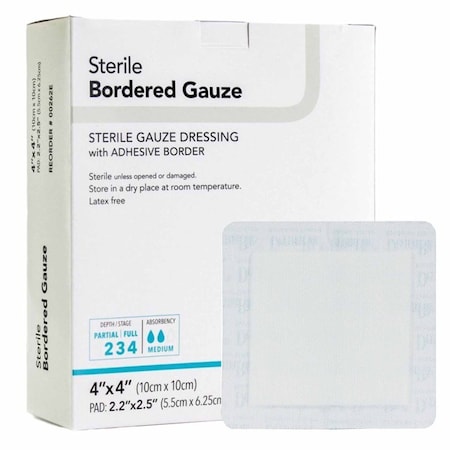 Dermarite Bordered Gauze Adhesive Dressing 4 X 4 Inch Square Sterile, 25PK 00262E